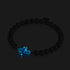 St. Ambrosia | .925 Sterling Silver | Turquoise Firefly Glass x Holographic Freshwater Pearl Cross Bracelet